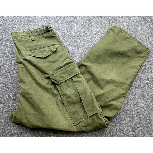 Vtg Cold Weather Wind Resistant Sateen Trousers OG 107 70s Sz M Reg 32x29